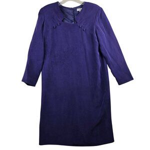 Shomi By Miller Shor Purple Silk Dress Size 12 Lined Buttons Accents